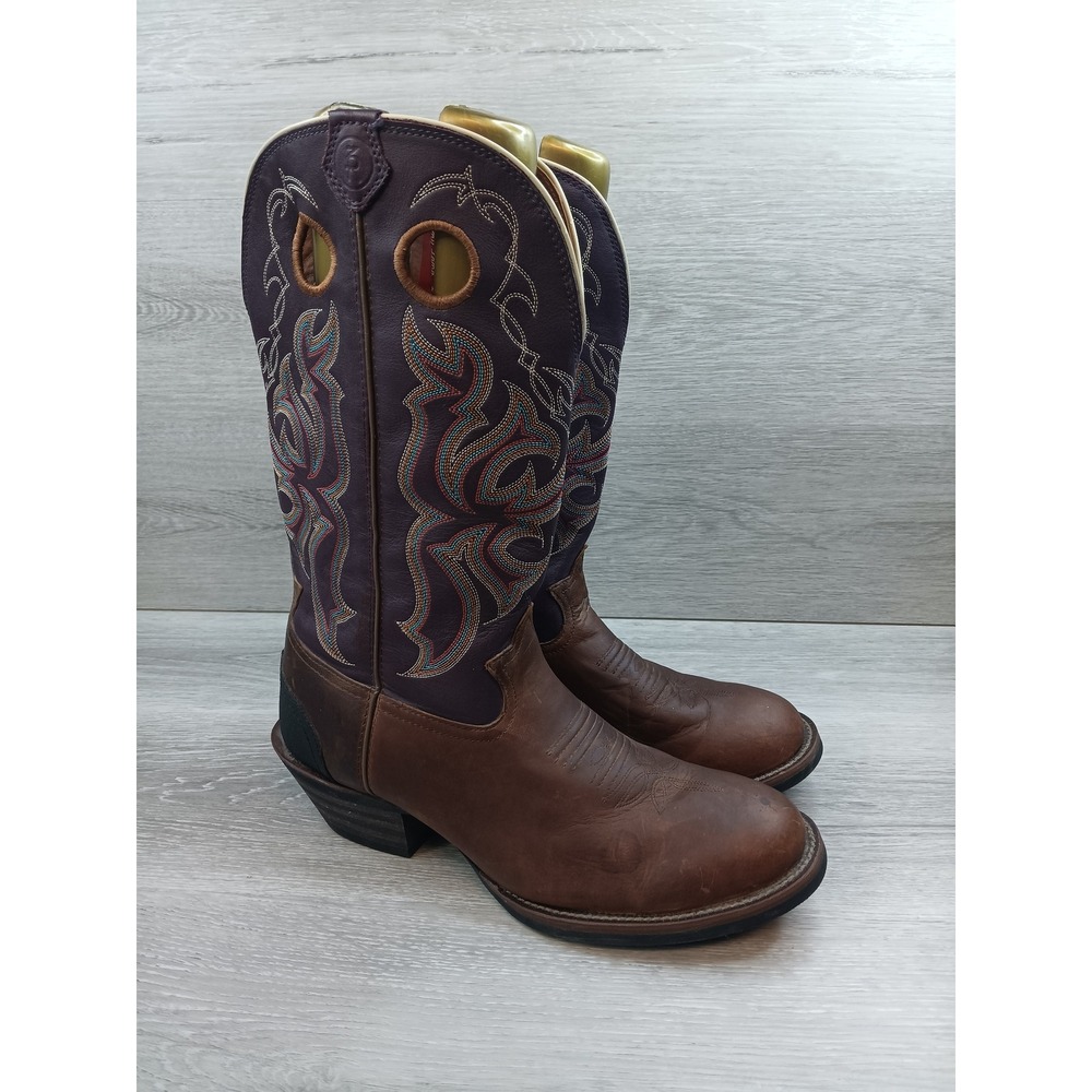 Tony Lama RR9000 Men's Leather‎ Western Cowboy Boots Purple Embroidered 11.5